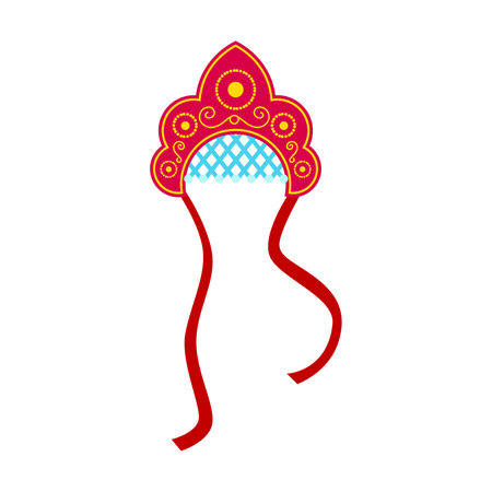 Russian ancient headdress kokoshnik decorated with ornaments. National symbol of Russia vector illustration. on white background. Traveling, culture conceptのイラスト素材