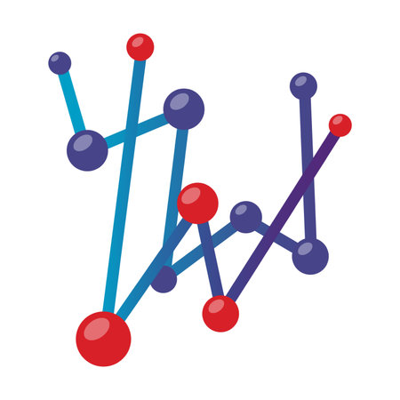 Colorful molecule. Cartoon vector illustration. Molecular model, construction, connection and...