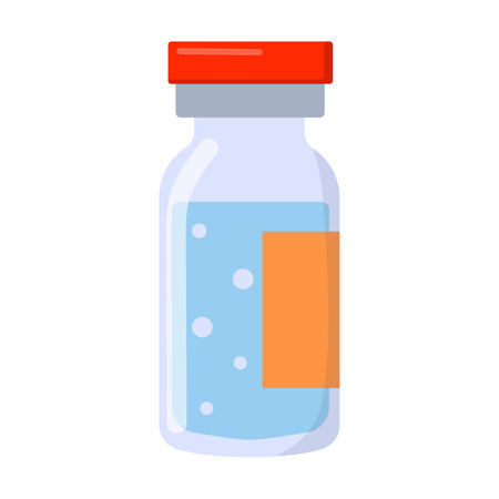 Glass jar with medicine. Medical equipment and preparations for treatment and examination of the patient. Flat vector isolated on white backgroundのイラスト素材