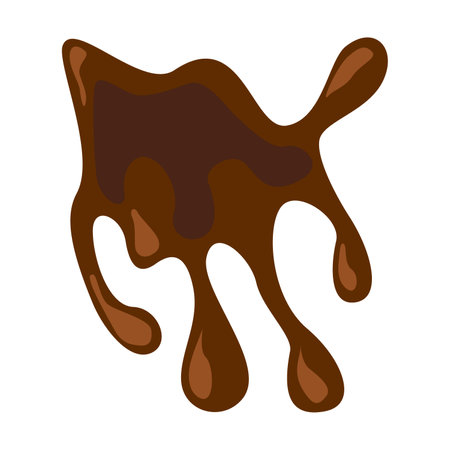 Splash of coffee or hot chocolate vector illustration. Puddle of mud, liquid or fluid texture, splatter of brown paint isolated on white background. Texture, food, art conceptのイラスト素材