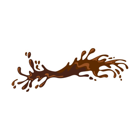 Splash of hot chocolate vector illustration. Spilled drink, puddle of mud, liquid or fluid texture, splatter of brown paint isolated on white background. Texture, food, art conceptのイラスト素材
