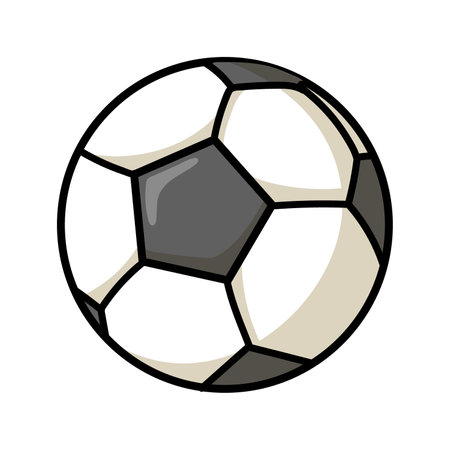 Sports soccer ball. School supplier sticker for t shirt design. Flat vector illustration for student learning. Back to school and education conceptのイラスト素材