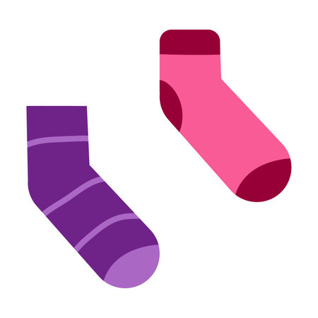 Pair of colored baby socks. Colorful clothes for men. Cartoon vector illustration. Fashion, outfit conceptのイラスト素材