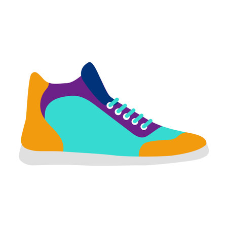 Male sports high top sneakers. Colorful clothes for men. Cartoon vector illustration. Fashion, outfit conceptのイラスト素材