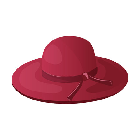 Summer hat and headgear. Female head wear on white. Vintage retro classic and modern hats, clothes accessory colorful cartoon vector of head wearのイラスト素材