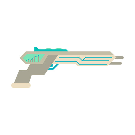 Futuristic gun vector illustration. Pistol, blaster, laser rifle for children isolated on white background. Entertainment, space, weapons concept for game designのイラスト素材