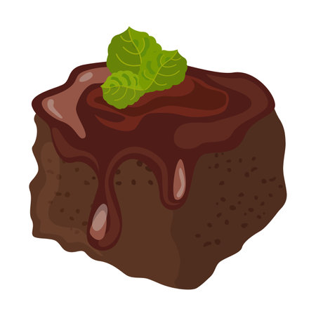 Chocolate dessert. Vector illustration of sweet food and snacks. Cartoon chocolate cake isolated on white. Confectionery, pastry shop menu conceptのイラスト素材