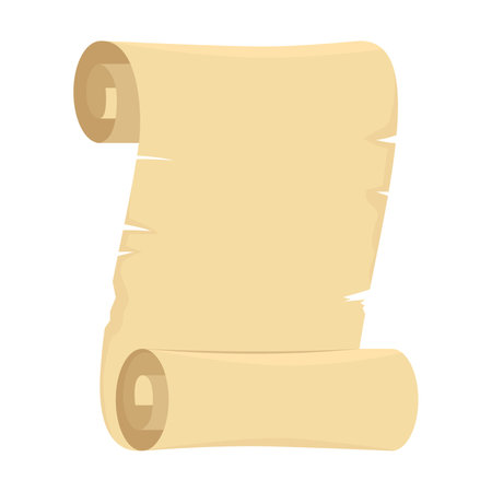 Old book or paper scroll vector illustration. Papyrus scroll isolated on white background. Literature conceptのイラスト素材