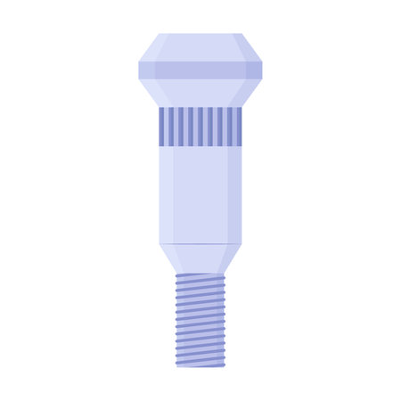Vector illustration of special bolt or engine part. Cartoon side and top angle of hardware isolated on white. Construction conceptのイラスト素材