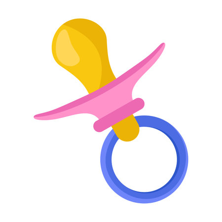 Cute baby pacifier vector illustration. Baby shower element for photo, card or invitation, rattles for boys and girls on white backgroundのイラスト素材