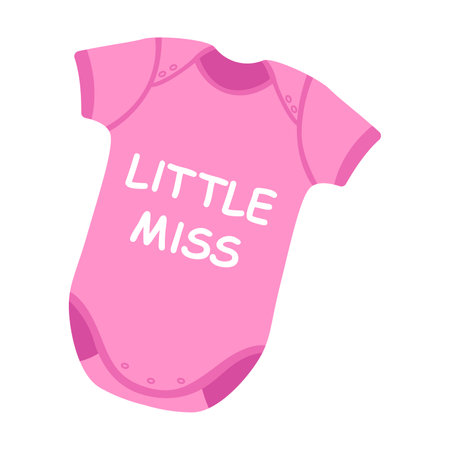 Cute pink baby girl costume vector illustration. Baby shower element for photo, card or invitation, rattles for boys and girls on white backgroundのイラスト素材