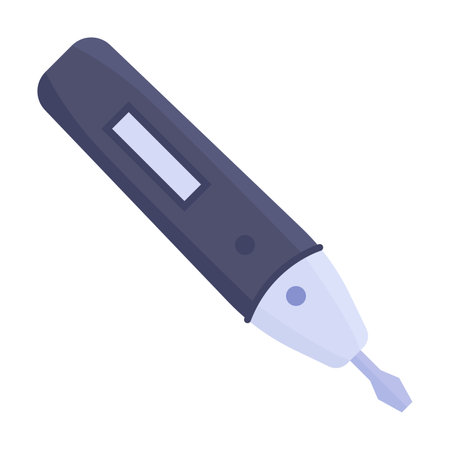 Measuring screwdriver with dial isolated on white. Electrician tool. Cartoon vector illustration of equipment for electric power control and repair. Hardware service conceptのイラスト素材