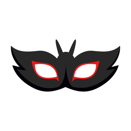 Design for creepy mask of bat with wings isolated on white background. Halloween mask for children vector illustration. Halloween, holidays conceptのイラスト素材