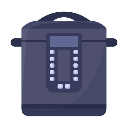 Modern vacuum multi cooker for cooking first and second courses with programmable control. Electronic appliances for home vector illustration. Household, technology conceptのイラスト素材