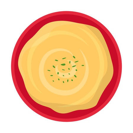 Hummus and snack vector. Drawing of Arabic bean paste in bowl isolated on white background. Food, nutrition conceptのイラスト素材