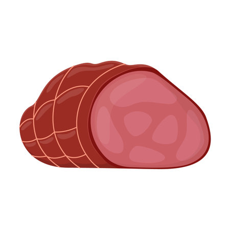 Piece of ham vector illustration. Cartoon drawing of premium ham isolated on white background. Food, meat conceptのイラスト素材