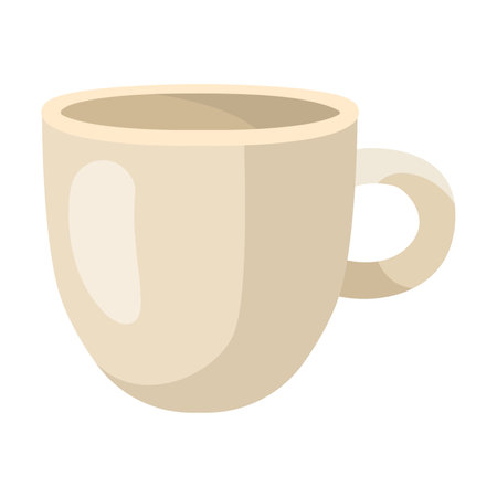 Mug for coffee vector illustration. Cartoon drawing of ceramic mug on white background. Beverage, morning, breakfast, coffee shop conceptのイラスト素材