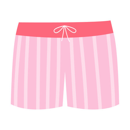 Pink swimwear for boys vector illustration. Swimming trunks or underwear for children isolated on white background. Summer activities, fashion, childhood, vacation conceptのイラスト素材