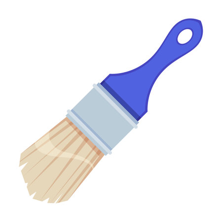 Paint brush for building bird house. Drawing of tool and equipment for birdhouse on white background. Carpentry, woodwork conceptのイラスト素材