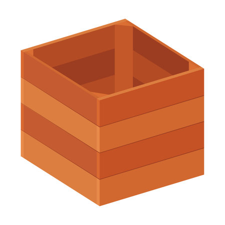 Open wooden crate on white background. Containers for goods or parcels, box for storage cartoon illustration. Cargo, shipping conceptのイラスト素材