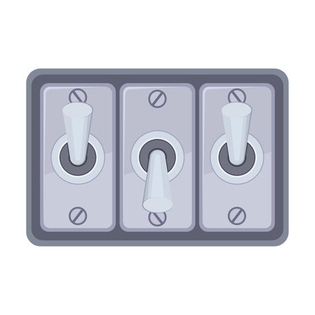 Drawing of safety switch buttons for machine on white. Switch vector. Technology conceptのイラスト素材
