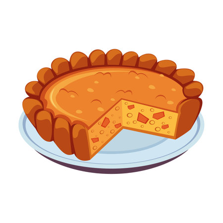 Carrot cake vector illustration. Cartoon drawing of carrot dish on white background. Healthy food conceptのイラスト素材