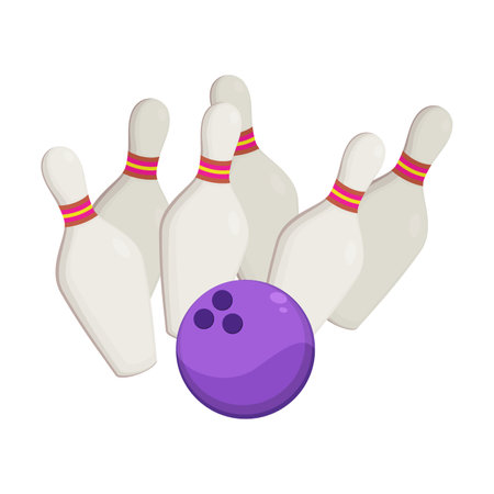 Bowling ball crashes strike vector illustration. Cartoon doodle of item for sports game isolated on white background. Entertainment, gambling conceptのイラスト素材