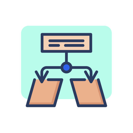 Server system thin line icon. Algorithm, flowchart, hierarchy. Computer technology concept. Vector illustration symbol element for web design and appsのイラスト素材