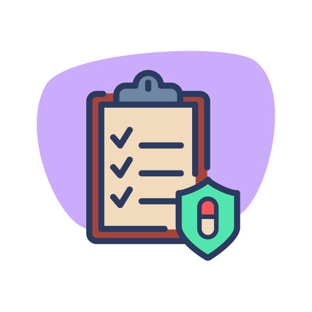 Diagnostic record thin line icon. Analysis and medical insurance concept. Medical report for insurance outline sign. Vector illustration symbol element for web design and appsのイラスト素材