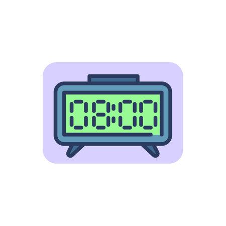 Digital clock thin line icon. Electronic device, morning, alarm clock outline sign. Time management or planning concept. Vector illustration symbol element for web design and appsのイラスト素材