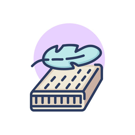 Mattress with feather thin line icon. Bird, soft, rest sign. Comfort and sleeping concept. Vector illustration symbol element for web design and appsのイラスト素材