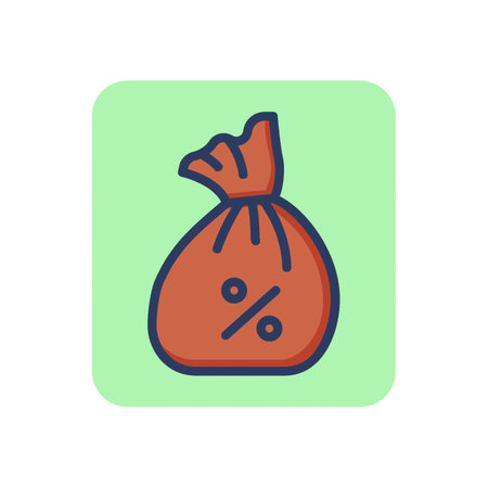 Bag with percentage thin line icon. Savings, banking, benefit. Bank deposit and investment concept. Vector illustration for web design and appsのイラスト素材