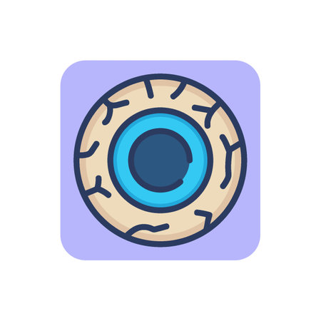 Eyeball front view thin line icon. Vein, iris, inflammation outline sign. Ophthalmology and healthcare concept. Vector illustration for web design and appsのイラスト素材
