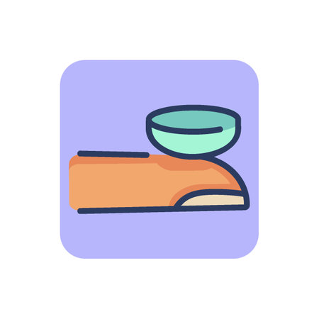 Eye lens on finger thin line icon. Vision, oculus, power outline sign. Ophthalmology and healthcare concept. Vector illustration, symbol element for web design and appsのイラスト素材
