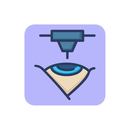 Eye surgery thin line icon. Laser, ophthalmologist, vision outline sign. Ophthalmology and healthcare concept. Vector illustration for web design and appsのイラスト素材