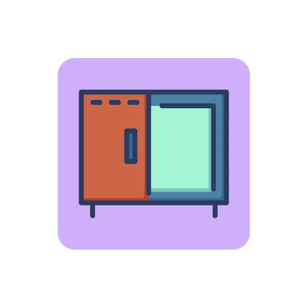 Server rack thin line icon. Storage, connection cabinet, datacenter. Digital devices and electronic gadgets concept. Vector illustration for web design and appsのイラスト素材