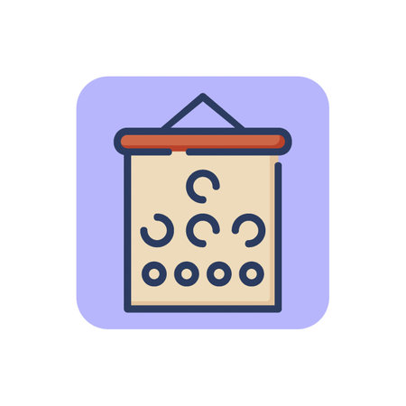 Eye chart thin line icon. Visual acuity, ophthalmologist, vision outline sign. Ophthalmology and healthcare concept. Vector illustration for web design and appsのイラスト素材