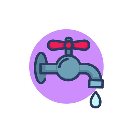 Faucet thin line icon. Water drop, tap, bathroom. Hygiene, healthcare, fresh water concept. Vector illustration for web design and appsのイラスト素材