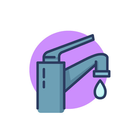 Tap thin line icon. Droplet, faucet, bath outline sign. Hygiene, hand washing, fresh water concept. Vector illustration for web design and appsのイラスト素材