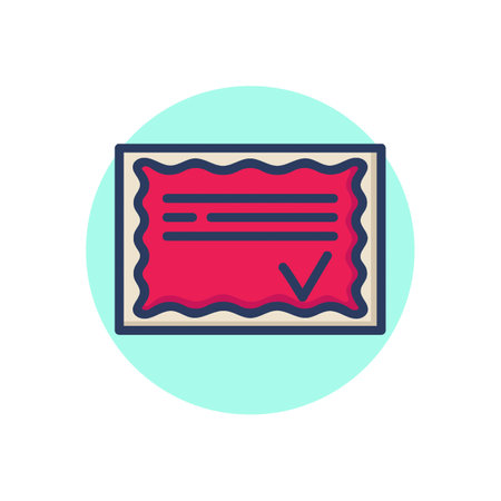 Approval certificate line icon. Confirming, guarantee, document outline sign. Check marks and business concept. Vector illustration symbol element for web design and appsのイラスト素材