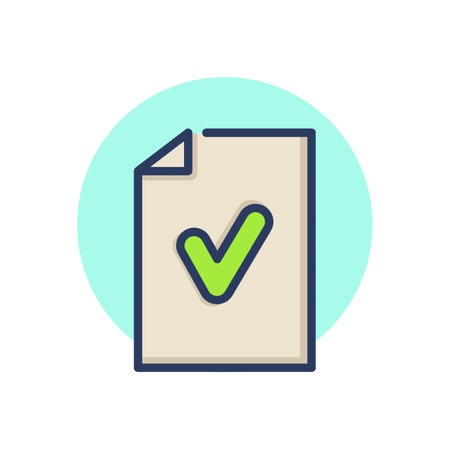 Paper with checkmark line icon. Certificate, agreement, mail outline sign. Check marks and business concept. Vector illustration symbol element for web design and appsのイラスト素材