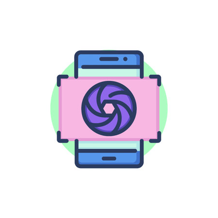 Camera focus thin line icon. Mobile phone, smartphone, lens outline sign. Communication, online...
