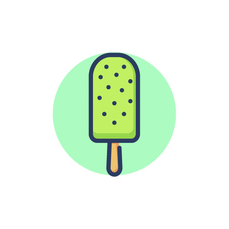 Ice cream on stick line icon. Sundae, sweet, icing outline sign. Dessert and food concept. Vector illustration for web design and appsのイラスト素材