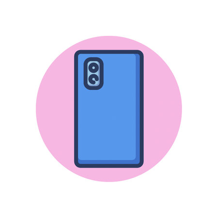 Back of cellphone line icon. Double camera, case, part outline sign. Phone repair, communication, digital device concept. Vector illustration, symbol element for web design and appsのイラスト素材