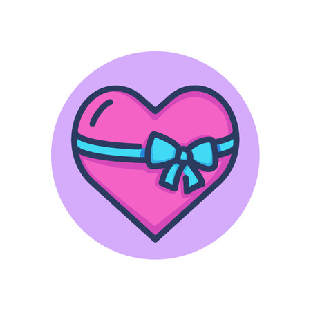 Heart shaped gift line icon. Romantic present, ribbon, bow outline sign. Valentines day, love, romance concept. Vector illustration, symbol element for web design and appsのイラスト素材