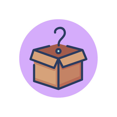 Open box line icon. Question mark, surprise, cargo outline sign. Delivery, parcel, mystery concept. Vector illustration, symbol element for web design and appsのイラスト素材