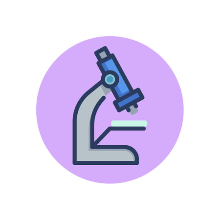Microscope line icon. Laboratory, medicine, study outline sign. Chemistry and science concept. Vector illustration, symbol element for web design and appsのイラスト素材