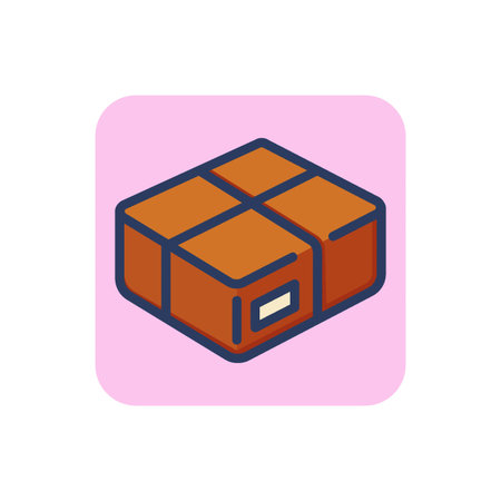 Roped parcel line icon. Post office, box, package outline sign. Delivery service and storage concept. Vector illustration, symbol element for web design and appsのイラスト素材