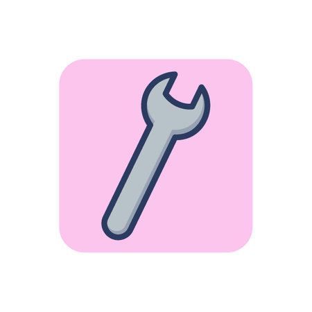 Wrench line icon. Repair, metal, spanner outline sign. Plumbing and equipment concept. Vector illustration, symbol element for web design and appsのイラスト素材