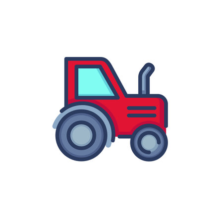 Tractor line icon. Heavy machine, agricultural equipment isolated outline sign. Farming, agriculture, rural transport concept. Vector illustration, symbol element for web design and appsのイラスト素材